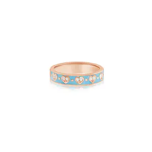 Heart Light Blue Enamel embossed Rose Gold Plated Girl's Rings Earth2Jane Size 4