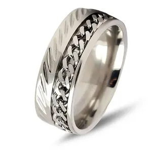 Spinner Wedding Band Ring Stainless Steel 8mm Men Womens Ginger Lyne Collection