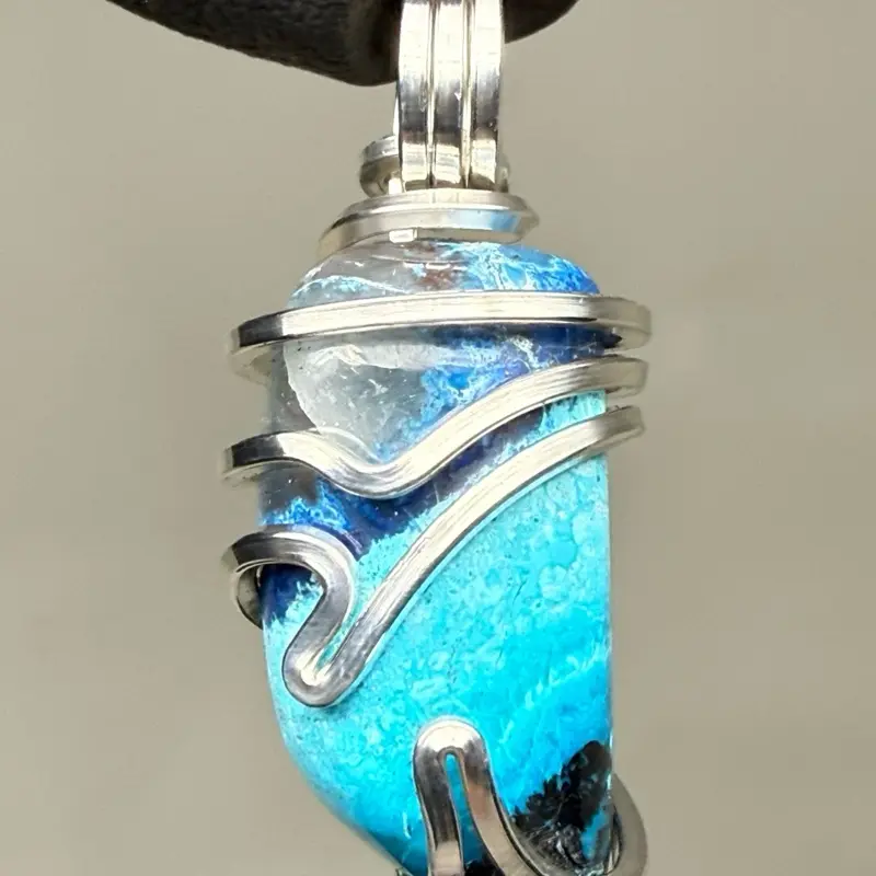 Shattuckite - Malachite - Chrysocolla - Azurite - Red Cuprite - Sterling Silver PENDANT 925