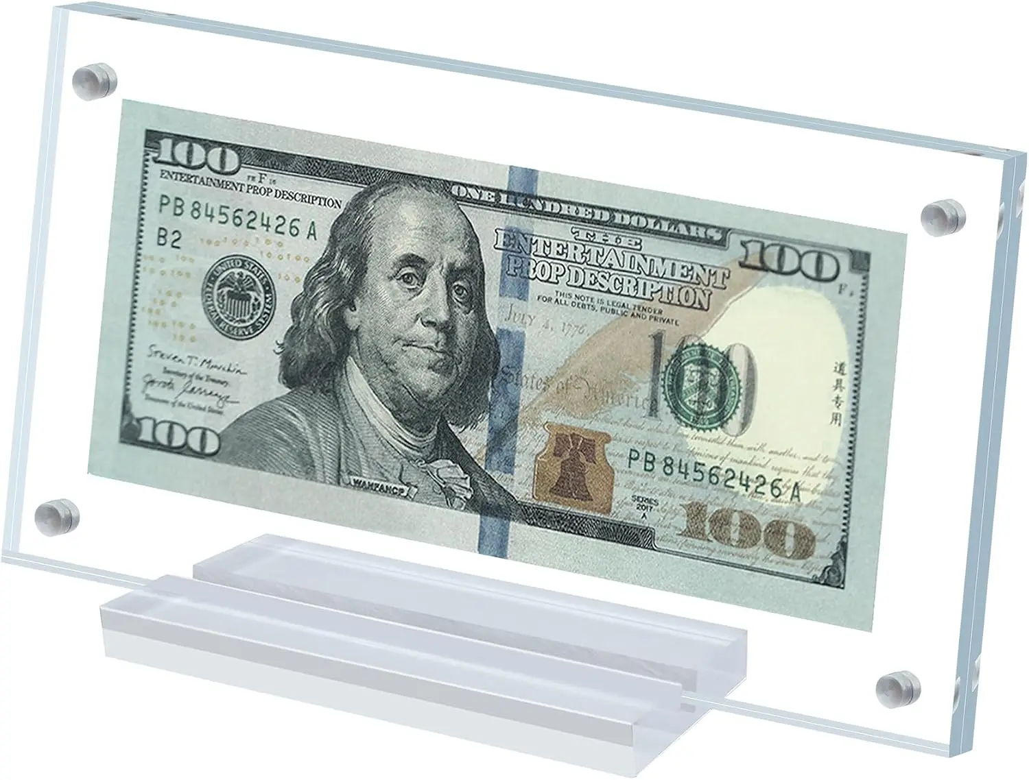 Dollar Bill Frame Display Acrylic Dollar Bill Holder for Collectors Currency Frame Display Case Double-Sided Transparent Ticket Banknotes Stamp Photo Protector (Transparent-1)