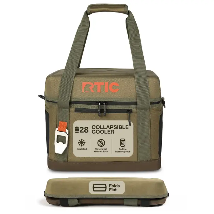 RTIC 28-Can, 27 Qt, Collapsible Soft Cooler with Bottle Opener, Olive