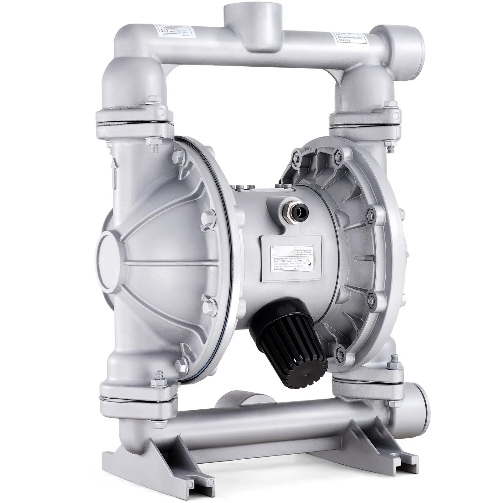 Air-Operated Double Diaphragm Pump, 44 GPM, 115 PSI Pneumatic Transfer Pump For Diesel, Oil, Grease And Waste Oil, Aluminum Alloy Construction, 1-1/2 Inch Inlet And Outlet, Includes 2 Extra Diaphragms