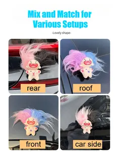 DIY Hairstyle Car Plushie - Cute Adhesive Stuffed Doll, Fun Car Interior and Exterior Accessory