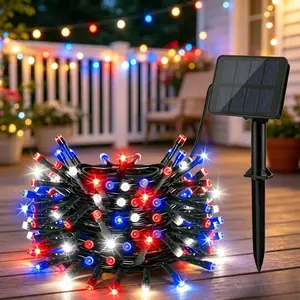 39Ft Solar LED String Lights 100LED | 8 Modes Waterproof Outside Decorative Lights for Yard, Fence, Balcony, Holiday & Christmas Tree