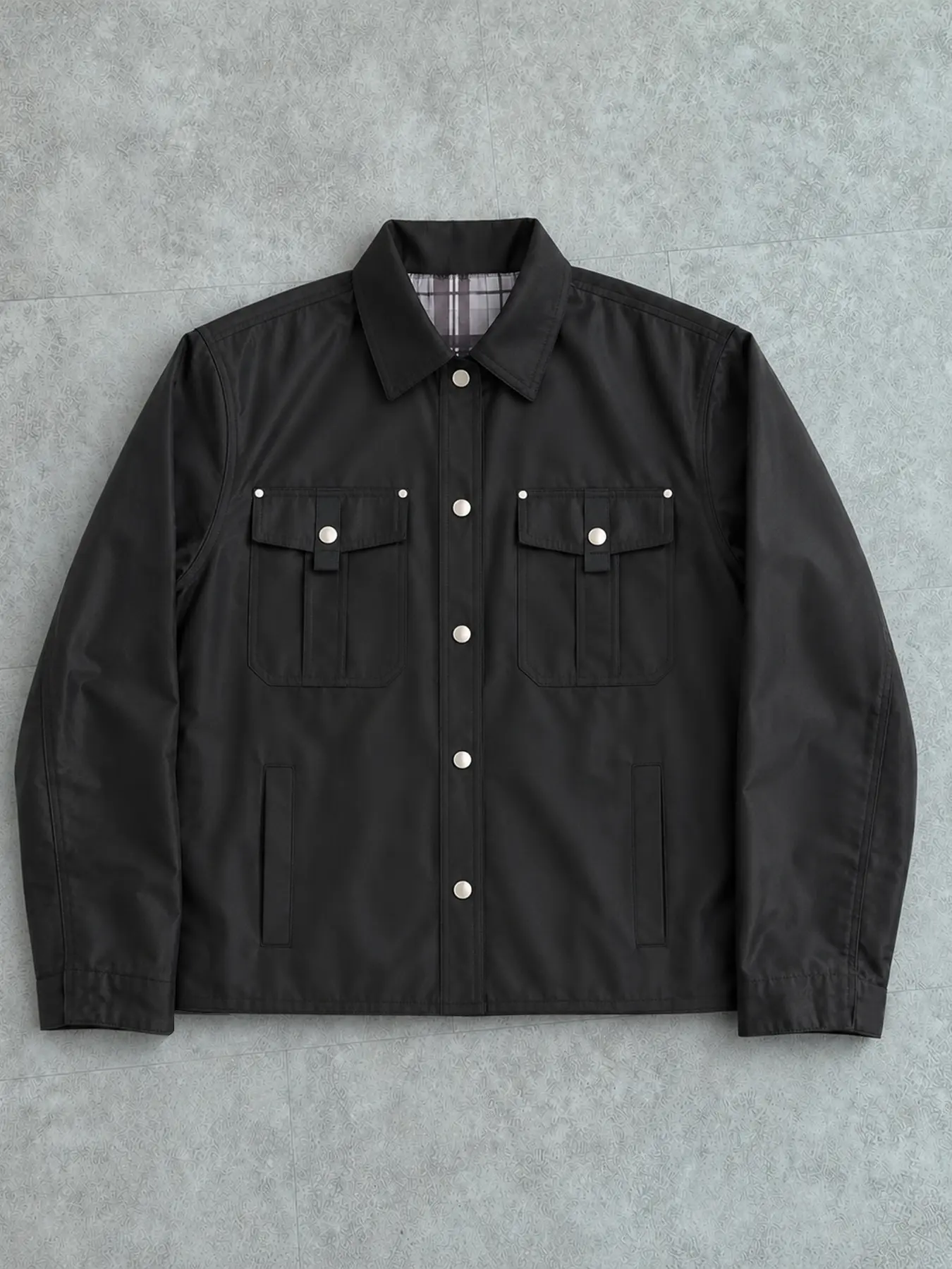 Men's Casual Long Sleeve Plain Stylish Utility Jacket - Fall Layering Menswear, Snap-Button Workwear Coat with 2 Chest Pockets and Side Hand Pockets