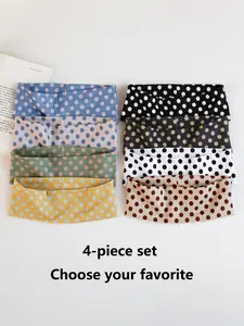 Polka Dot Hairband Set (4pcs), Casual Sports Headwear for Women & Girls, Minimalist Style Party Fashion Accessory, Pull Headband