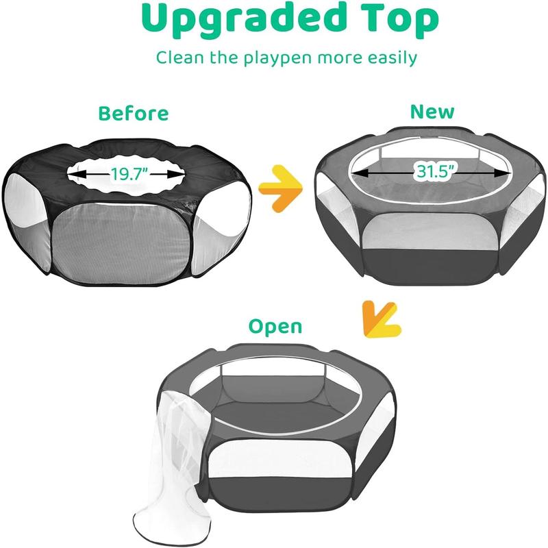 Small Animal Pop-Up Playpen with Mesh Cover, 47'' x 23.6'' x 15'' Chicken Brooder Box, Play Pen Indoor Outdoor for Guinea Pigs, Bunny, Rabbits, Ferrets, Chinchillas, Kittens