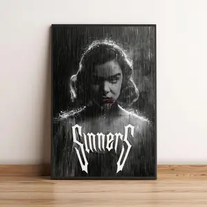 Sinners Hailee Steinfeld Movie Poster, Black & White Horror Wall Art Print, Ryan Coogler Glossy Large Format Wall Art, Decor Perfect Gift