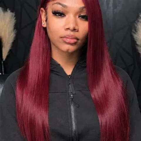 BB Face Burgundy 99J Lace Front Wigs Straight 13x6 HD Lace Frontal Wig Human Hair For Women Pre Plucked Red Colored Lace Wig 180% Density