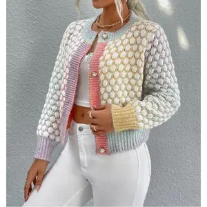 Women's Ombre Marled Knit Cardigan - Button Front, Fall Winter Wear Can be used with raincoat