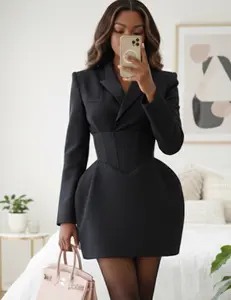 NEW $125 Izza Black Structured Blazer Dress