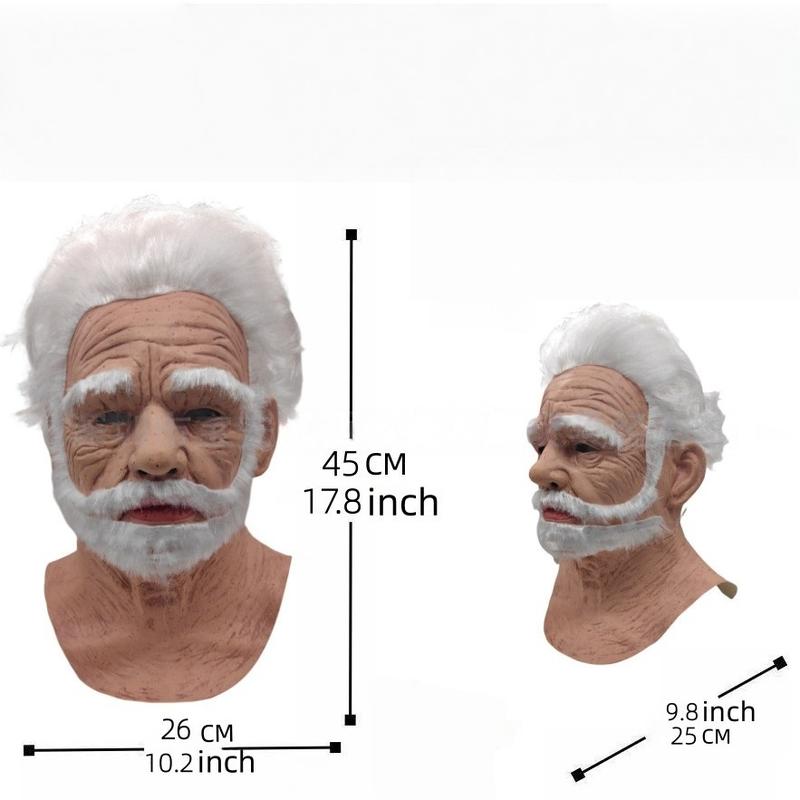 Old Man Head Mask Costume Accessory, Realistic Silicone Old Lady Face Mask for Halloween Party, Prank, Parade, Cosplay, Latex Mask