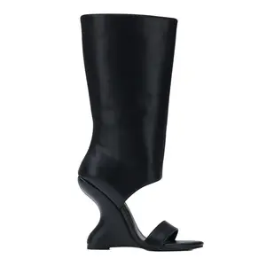 AMINUGAL Black Wedge Open Toe Booties for Women Stylish Comfortable Design Casual Active Walking Shoes Footwear