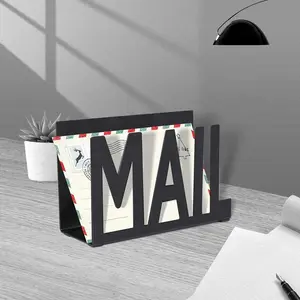 Mail Holder, Desktop Mail Sorter, Hollow Out Mail Organizer, File Holder for Desk, Office Supplies, Home Organizer for Desk, Home Supplies, Racks, Display Holder