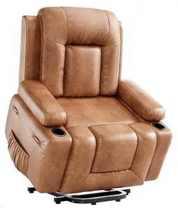 Power Lift Recliner Chair - Heat and Massage, PU Leather Electric Lift Recliner for Elderly & Mobility Impaired, Adjustable Back and Legs, Heavy Duty Lift Chair for Seniors