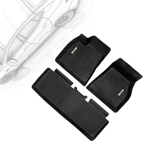 OEDRO Floor Mats Fit for 2015-2020 Tesla Model S, Unique Black TPE All Weather Protection Car Mats Includes 1st and 2nd Row: Front, Rear, Full Set Liners