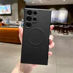 For Samsung Galaxy Liquid Silicone For Magsafe Wireless Charge Magnetic Case for Samsung S24 S23 S22 Plus Ultra S24Ultra Shockproof Soft Cover