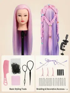 Gradient Hair Mannequin Head, Complete Styling Tools, Table Clamp Stand, Cosmetology Manikin Head, Ideal for Hairdressing Students