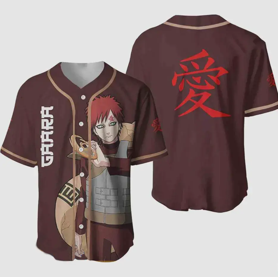 Personalized Gaara Anime Gift Christmas For Fan 3D Baseball Jersey Shirt,Baseball Jersey Shirt, Casual Sport Streetwear, Everyday Outfit
