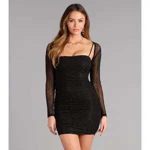 Tabitha Rhinestone Mini Dress with Shawl