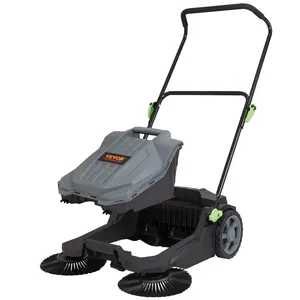 VEVOR Walk-behind Hand Push Floor Sweeper,  25.6" Sweeping Width Floor Sweeper Manual Non-Electric, 5-Gallon Waste Container, Angle & Height Adjustable Folding Handle for Walkway, Yard, Garage, Patio  VEVOR Super Brand Day