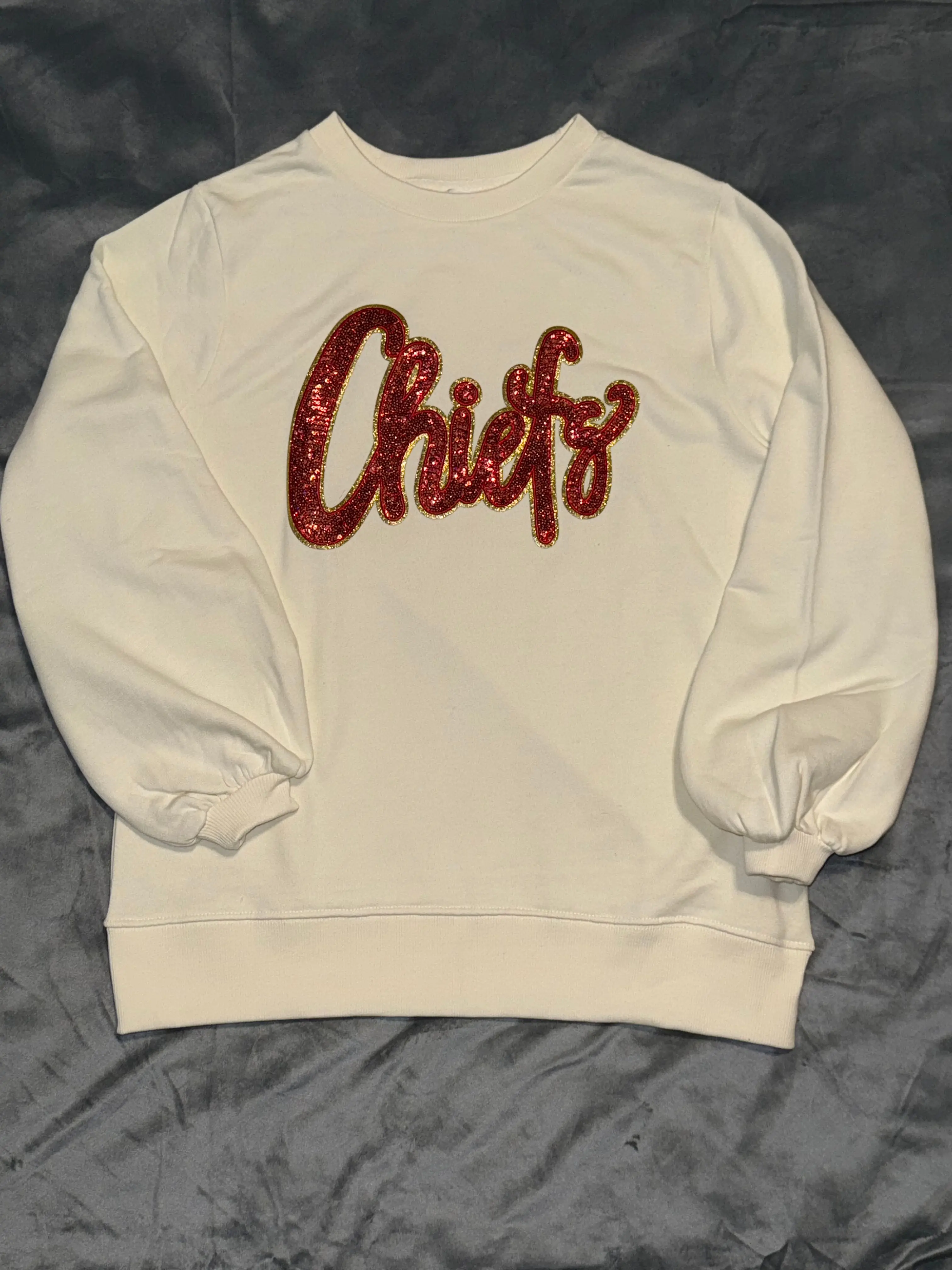 Puff Sleeve Chiefs Sequins Patch