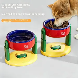 Universal Sucker Pet Bowl Liftable Adjustable for Cats Dogs Cervical Vertebra-Protective High Leg Tilted Edge Anti-Tip Over Raised Bowls
