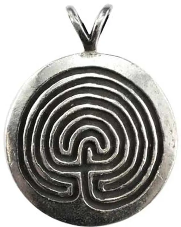 Wicca Protection Amulet — Pewter Labyrinth Pendant Made in USA