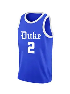 Men's Duke No. 2 Basketball Jersey, Breathable Sleeveless Round Neck Vest Top with Embroidered Graphics, Sports Clothing, Suitable for Basketball, Sports Running and Workout