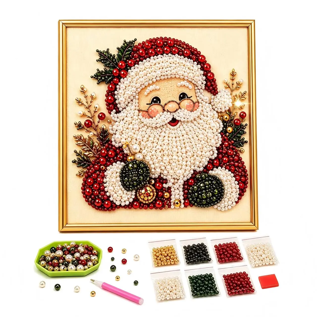 Christmas Santa Claus Pearl Art DIY Kit,  Cute 3D Diamond Painting Crafts, DIY Home Decor Wall Art, Perfect DIY Holiday Party Gift for Beginners,DIY handicrafts,Christmas gifts, birthday gifts(Frameless  )