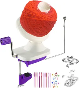 Yarn Ball Winder, Hand Purple Ball Winders for Yarn, Yarn Winder with Easy Installation for Yarn Storage +2PCS Adjustable Knitting Loop Crochet+10 PCS Stitch Knitting  +10 PCS Plastic