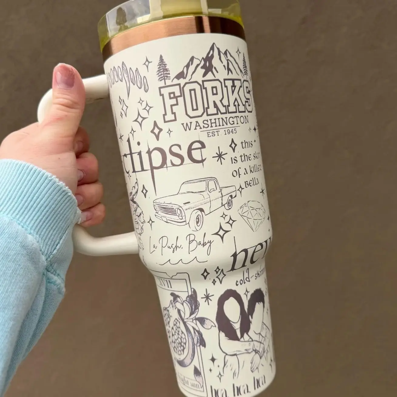 Twilight 40oz Engraved Tumbler | Vampire Wolf Design