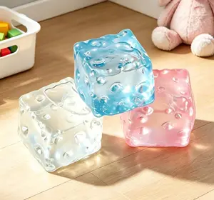 [3-pack] Trending lce Cube Squishy Stress Ball| Non-Toxic,Reusable Squeeze Toy for Anxiety Relief ADHD, ASMR, &Desk Fidget Fun - Viral TikTok