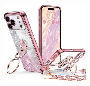 XYZ for iPhone 11/12/13/14/15/16/17 Pro Max Case with Stand, Phone Case with Double Ring Kickstand, Women Girls Cute Love-Heart Luxury Bling Protective Case Heart Christmas Gifts