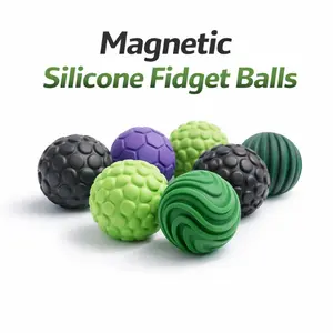 Aura Magnetic Fidget Balls Sensory Toy, 4 or 8 Counts Soft Squishy Silicone Sensory Stress Relief Toy, Quiet Executive Desk Fidget Toys for Office, Fun Textures Roller Travel Toys Gift