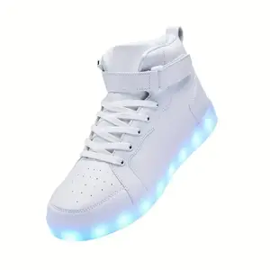 shoes men Led Light Up Shoes High Top Sneakers For Women Men Hip-Hop Dancing Shoes For Halloween Christmas Party With USB Charging Footwear Closed
