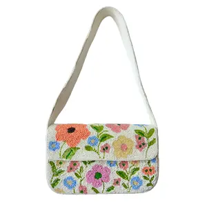Colourful Floral Beaded Shoulder Bag