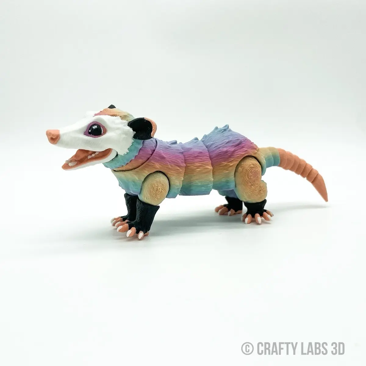 Rainbow Opossum Flexible Art Figurine - 7 Inches Long creative animal Decor Tree