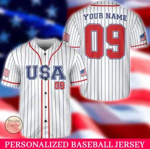 Custom USA Patriotic Baseball Jersey, Custom 4th of July Shirt with Name & Number, Red White Blue Baseball Jersey, USA Matching Family Shirt
