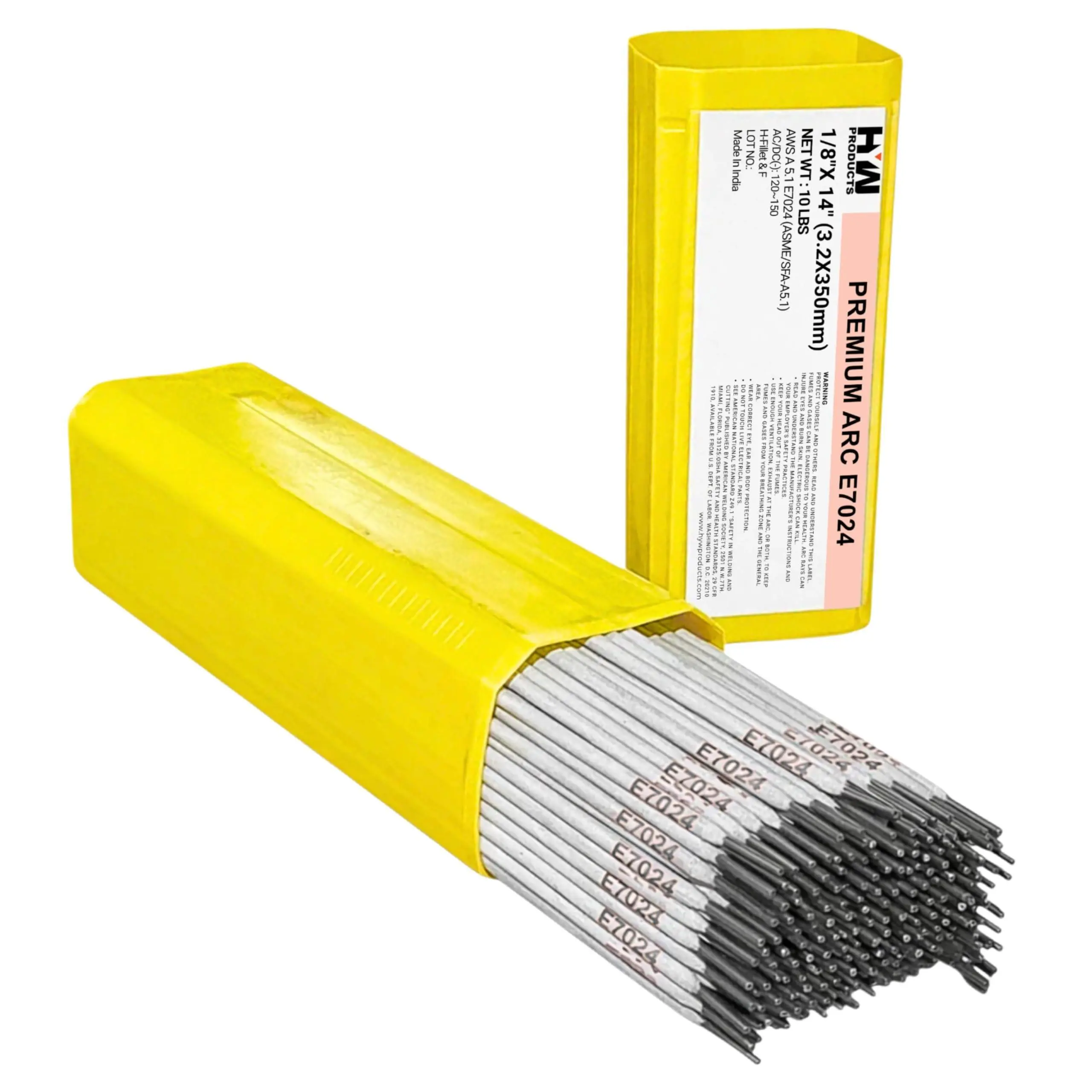 E7024 Iron Powder Mild Steel Arc Stick Electrodes, 1/8in x 14in Welding Rods, 10-lb Box for Flat Positions with Stable Arc & Excellent Deposition Rates