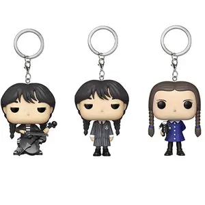 Wednesday Addams Key Chain Action Figure Collection PVC Figure Toys Keyring