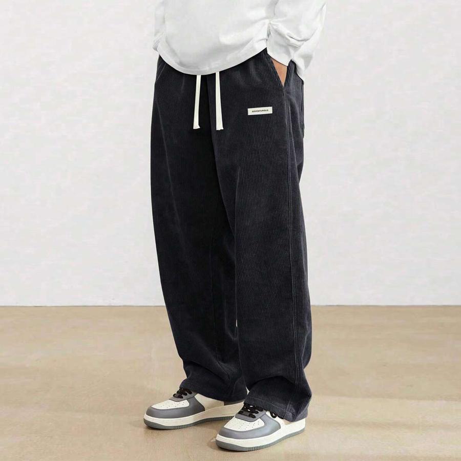 2-pack men’s retro corduroy casual pants, loose straight cut, new for spring/autumn