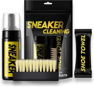 Shoe Cleaner Kit for Sneaker, Water-Free  Sneaker Cleaner 5.3Oz with Shoe Brush and Shoe Cloth,Work on  Shoes