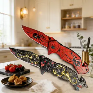 Unique Kitchen Folding Knife Unique Gift Foldable Kitchen Tool Fruit & Vegetable Cutting Utility Knife Intricate Spider & Scorpion Print Foldable Kitchen Knife | Unique Culinary Gift