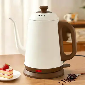 Gooseneck Electric Kettle 1L, 1000W Fast Boiling for Pour-Over Coffee & Tea, 304 Stainless Steel BPA-Free, Precise Flow Spout, Auto Shut-Off & Boil-Dry Protection, Retro Style (White)