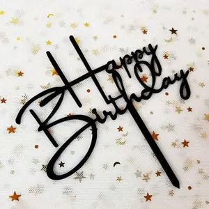 10/20pcs Happy Birthday Acrylic Cake Topper, Party Decor Supplies, Modern, Contemporary Letter Graphic Mirror Golden Acrylic Durable Cake Topper, For Birthday Party Decoration Ideas
