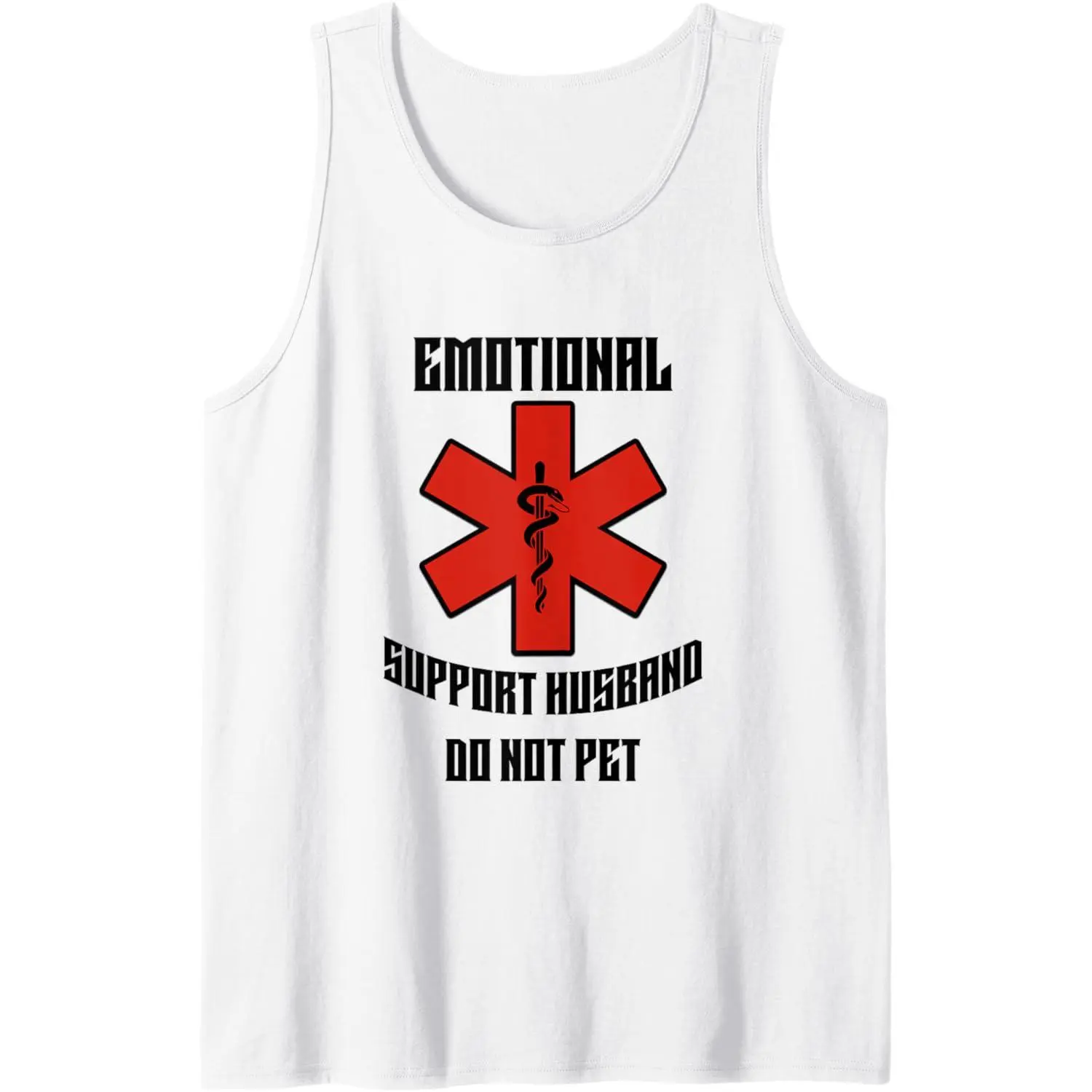Funny "Do Not Pet Emotional Support Husband" Cotton Sleeveless Sports Tank Top - Classic Neck, Soft Fabric, Breathable, Second Skin, for Sports & Outdoor Activities, Sporty Sports Tops