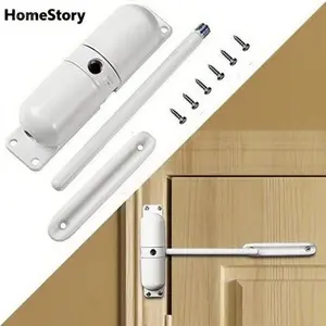 Self-Closing Door Hinge, Adjustable Automatic Stopper for Hinged Doors, Fire Rated Safety Spring Mechanism, Converts to Self-Closing Doors, Durable White Door Closer adjustable  door  hinge