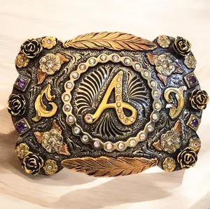 Copper Base 4" By 3" Hand Crafted Buckle With Intial Letter A