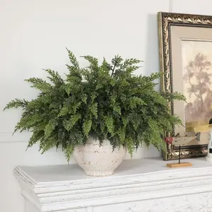 Real Touch Christmas Cedar Branches 18 Inches Artificial Faux Greenery Plants for Vase DIY Crafts Garland Wreath Xmas Decor 12 Pcs Indoor Outdoor with Stems & Picks